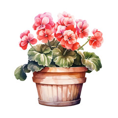 watercolor painting of flower on pot