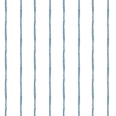 Seamless watercolor pattern with blue stripes, hand drawn. Nautical style on a white background for printing on bed linens and cozy pajamas.. Abstract geometric striped illustration for fabric