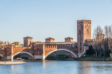 Ponte Scaligero bridge in Verona, Italy
