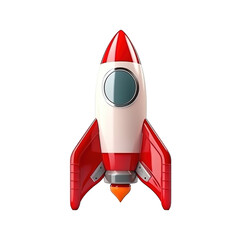 3d cartoon style red rocket - high gloss