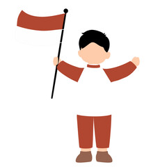 Kid boy holding indonesian flag