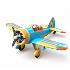 3d Airplane adventure craft in cartoon style