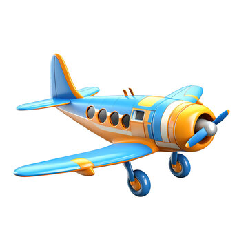 3d Airplane adventure craft in cartoon style