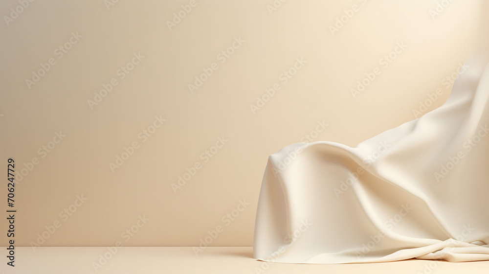 Poster empty stage light on beige background. mock up product display podium with generative ai.