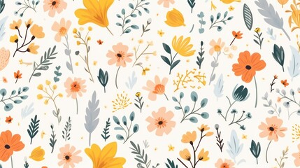 seamless floral pattern - obrazy, fototapety, plakaty