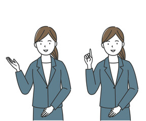 案内をするスーツ姿の女性