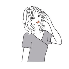 ミディアムレイヤーの可愛い女性上半身