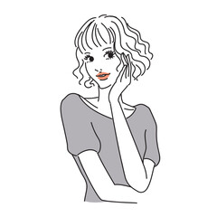 エアリーパーマのオシャレな女性上半身