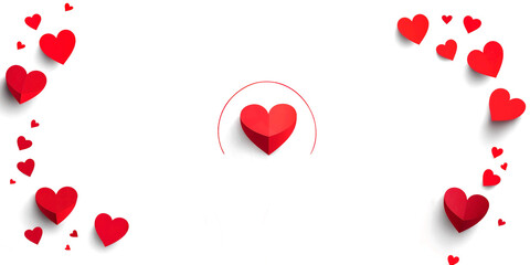 Red heart frame on transparent background. 