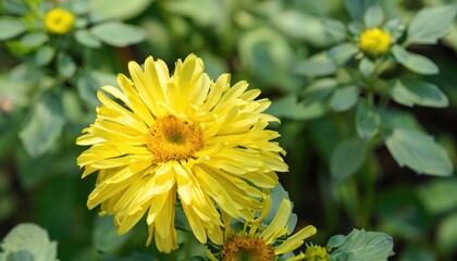Aster flowering in the garden  with copy space