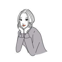 ボブヘアの大人っぽい女性上半身
