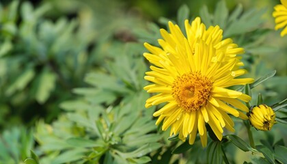 Aster flowering in the garden  with copy space