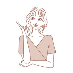 ミディアムレイヤーの可愛い女性上半身