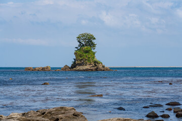 The Onnaiwa rock at Amaharashi Beach, Takaoka City, Toyama Prefecture