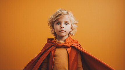Superhero Adventures: Studio Portrait of Kid in Halloween Attire, Generative AI