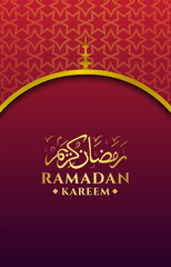 ramadan 2024 banner with red and purple background design
