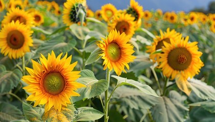 Sunflower flowering in the garden, with copy space