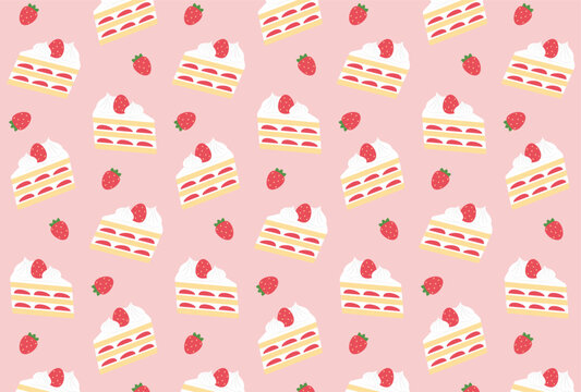 seamless pattern with strawberry shortcakes for banners, cards, flyers, social media wallpapers, etc.