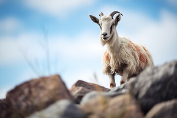 Fototapeta premium majestic goat perched on a granite outcrop