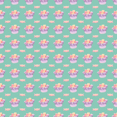 Pattern Valentine collection green background 