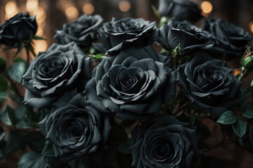Fototapeta premium bouquet of black roses