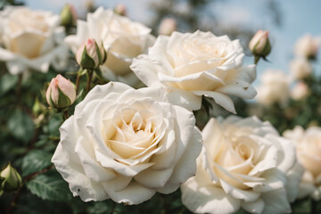 white roses in a garden