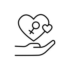 Woman love outline icons, minimalist vector illustration ,simple transparent graphic element .Isolated on white background