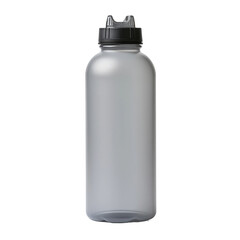 Grey water bottle made of plastic isolated on transparent background