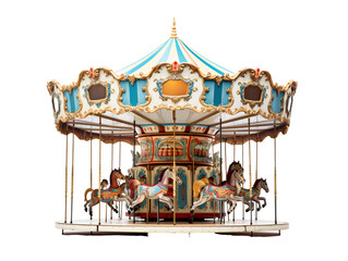 a carousel with horses on top - obrazy, fototapety, plakaty