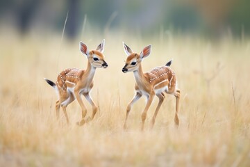 Naklejka na ściany i meble young springboks playfully chasing each other