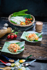 Som Tam Thai -Ingredients Papaya Salad Thai Food Style ,Thai Salad, 