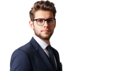Businessman portrait isolated on transparent background. PNG