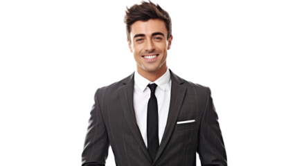 Businessman portrait isolated on transparent background. PNG