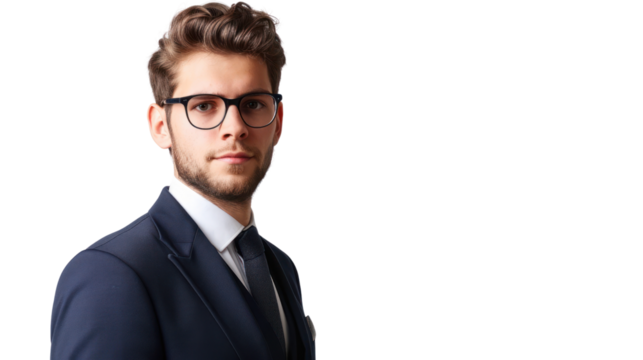 Businessman portrait isolated on transparent background. PNG