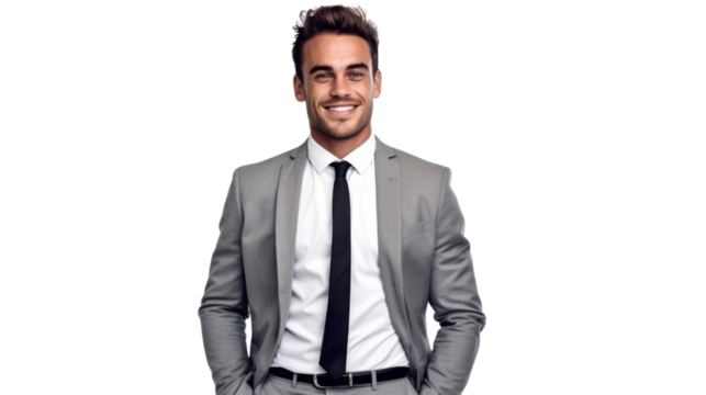 Businessman portrait isolated on transparent background. PNG