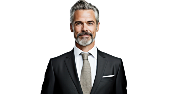 Businessman portrait isolated on transparent background. PNG