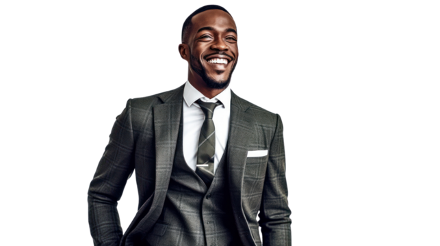 Businessman portrait isolated on transparent background. PNG