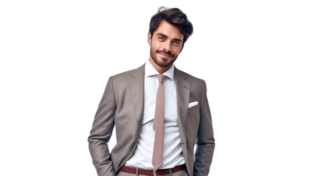 Businessman portrait isolated on transparent background. PNG