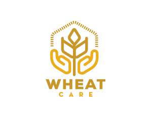 wheat care logo icon symbol design template illustration inspiration
