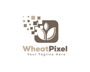 pixel data wheat logo icon symbol design template illustration inspiration