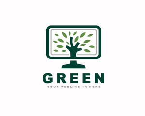 eco plant web channel nature icon symbol logo design template illustration inspiration