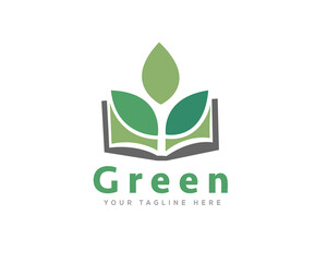 green eco leaf book logo icon symbol design template illustration inspiration