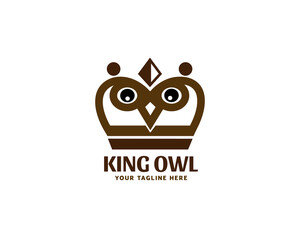 king crown royal premium owl logo icon symbol design template illustration inspiration