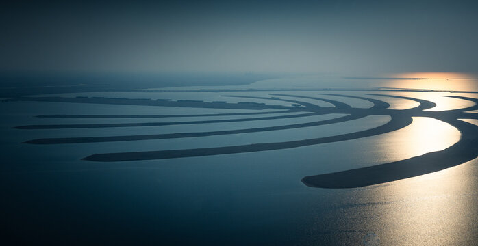Dazzling Dubai: Aerial Panorama of Manmade Island Marvels