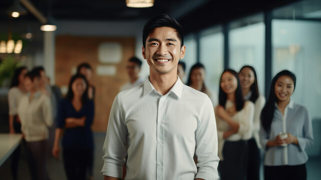 Successful business woman standing creative office