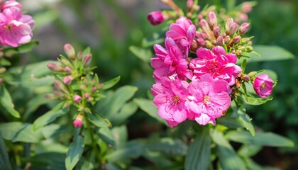 Florentina flowering in the garden, with copy space