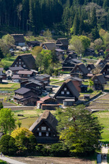 Aerial view of the Historical Village of Shirakawa-go, Gifu, Japan - World heritage site 