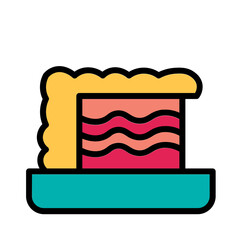 Cake Dish Canteen Filled Outline Icon