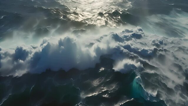 An aweinspiring display of Mother Natures fury as a cyclone tears through the open ocean in this aerial footage.