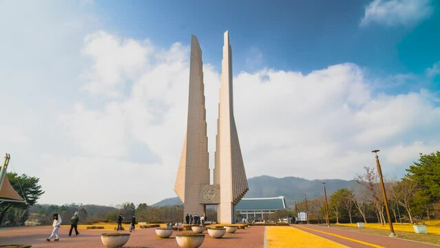 Time lapse, Gyeorye Tower at Independence Hall in South Korea